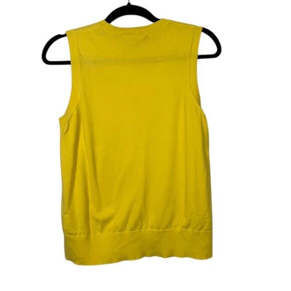 Brooks Brothers Supima Cotton Yellow Sleeveless Sweater Top Crew Neck Medium - Picture 3 of 8